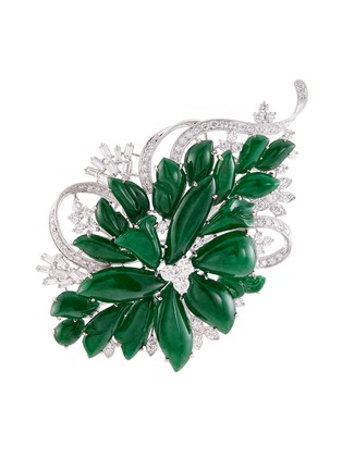 Main View - Click To Enlarge - LC COLLECTION JADE - Diamond jade 18k white gold floral brooch