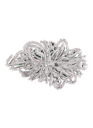 Detail View - Click To Enlarge - LC COLLECTION JADE - Diamond jade 18k white gold floral brooch