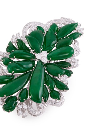 Detail View - Click To Enlarge - LC COLLECTION JADE - Diamond jade 18k white gold floral brooch