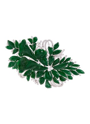 Main View - Click To Enlarge - LC COLLECTION JADE - Diamond jade 18k white gold floral brooch