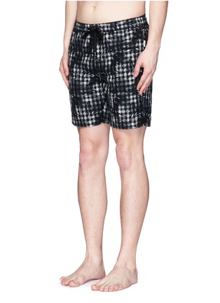 Figure View - Click To Enlarge - ONIA - 'Charles' 7"" floral check print swim shorts