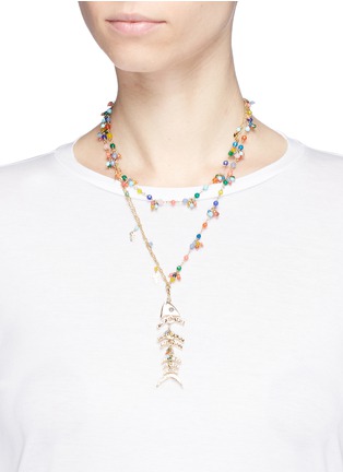Figure View - Click To Enlarge - ROSANTICA - 'Arsella' beaded tiered fishbone pendant necklace