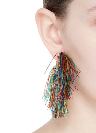 Figure View - Click To Enlarge - ROSANTICA - 'Coraggio' beaded fringe hoop earrings
