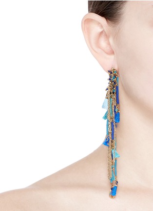 Figure View - Click To Enlarge - ROSANTICA - 'Tortuga' beaded fringe hoop earrings
