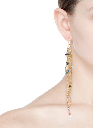 Figure View - Click To Enlarge - ROSANTICA - 'Arsella' beaded fringe charm drop earrings