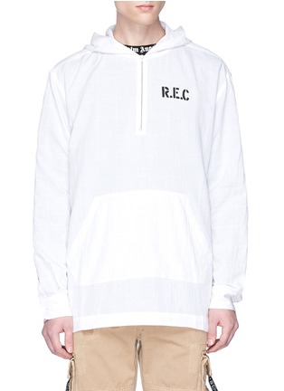 Main View - Click To Enlarge - PALM ANGELS - 'Ruining Everything Club' print half zip twill hoodie
