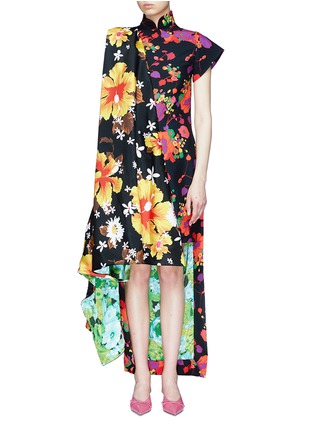 Main View - Click To Enlarge - 10531 - Asymmetric panelled garden print dress