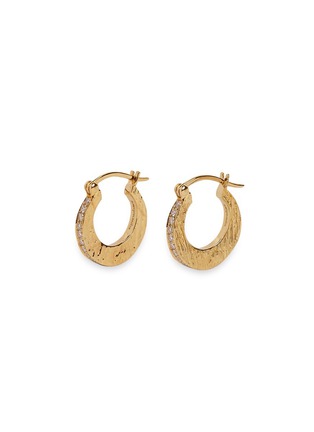 Main View - Click To Enlarge - PATCHARAVIPA - 'Crescent Hoops I' diamond 18k yellow gold earrings