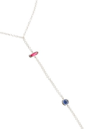 Detail View - Click To Enlarge - LORDE JEWLERY - Sapphire ruby 18k white gold ring chain bracelet