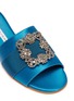 Detail View - Click To Enlarge - MANOLO BLAHNIK - 'Martamod' Swarovski crystal brooch satin slide sandals