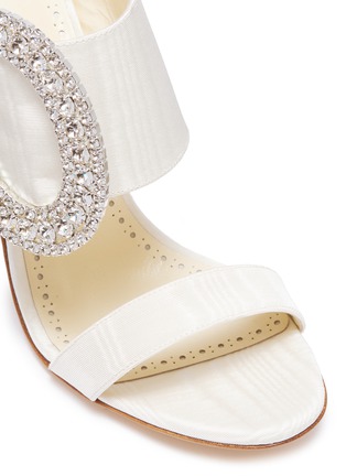 Detail View - Click To Enlarge - MANOLO BLAHNIK - 'Fibiona' Swarovski crystal brooch moire sandals
