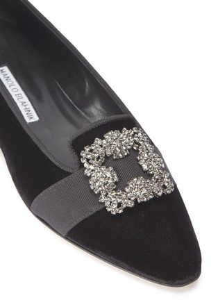 Detail View - Click To Enlarge - MANOLO BLAHNIK - 'Marria' Swarovski crystal brooch velvet loafers