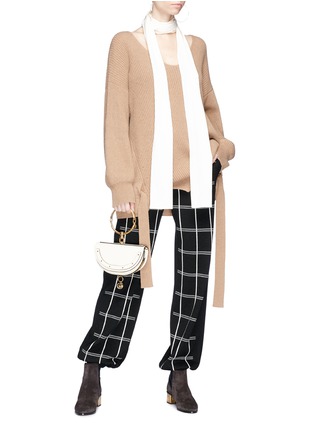 Figure View - Click To Enlarge - CHLOÉ - Check virgin wool blend knit pants