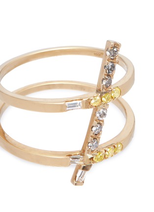 Detail View - Click To Enlarge - XIAO WANG - 'Astro' diamond 18k yellow gold two row ring