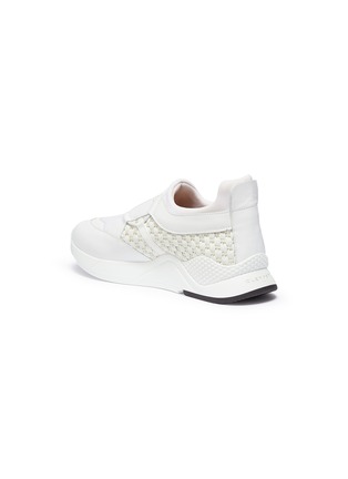 Detail View - Click To Enlarge - CLERGERIE - 'Salvy' woven straw panel leather sneakers