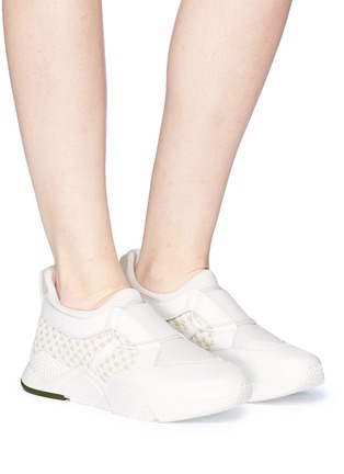 Figure View - Click To Enlarge - CLERGERIE - 'Salvy' woven straw panel leather sneakers
