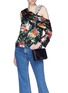 Figure View - Click To Enlarge - SOPHIA WEBSTER - 'Vivi' floral embellished shoulder strap satin clutch