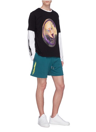 Figure View - Click To Enlarge - ROCHAMBEAU - x Aaron Curry abstract graphic embroidered sweat shorts