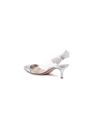 Detail View - Click To Enlarge - GIANVITO ROSSI - 'Mia' bow clear PVC mirror leather slingback pumps