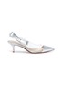 Main View - Click To Enlarge - GIANVITO ROSSI - 'Mia' bow clear PVC mirror leather slingback pumps