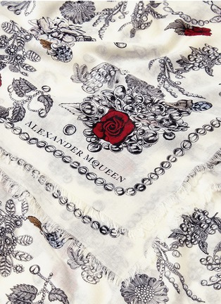 Detail View - Click To Enlarge - ALEXANDER MCQUEEN - 'Pearl Skull' print modal-wool scarf