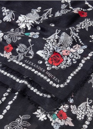 Detail View - Click To Enlarge - ALEXANDER MCQUEEN - 'Pearl Skull' print modal-wool scarf