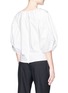Back View - Click To Enlarge - NOHKE - Puff sleeve belted mock wrap poplin top