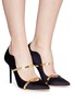 Figure View - Click To Enlarge - MALONE SOULIERS - 'Maureen' mirror strap satin pumps