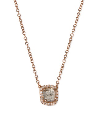Figure View - Click To Enlarge - LORDE JEWLERY - Diamond slice 18k rose gold small square pendant necklace