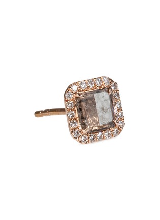 Detail View - Click To Enlarge - LORDE JEWLERY - Diamond 18k rose gold mini square stud earrings