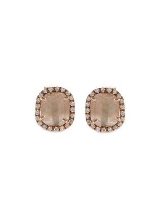 Main View - Click To Enlarge - LORDE JEWLERY - Diamond 18k rose gold mini square stud earrings