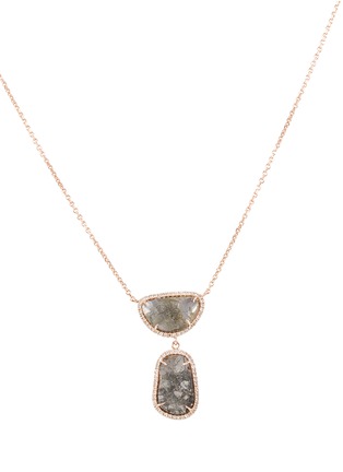 Detail View - Click To Enlarge - LORDE JEWLERY - Diamond slice 18k rose gold twin pendant necklace