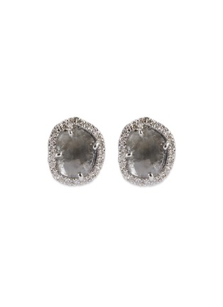 Main View - Click To Enlarge - LORDE JEWLERY - Diamond slice 18k white gold medium stud earrings