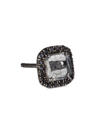 Detail View - Click To Enlarge - LORDE JEWLERY - Diamond 18k black gold mini square stud earrings