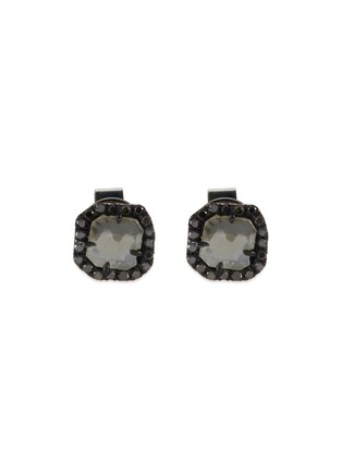 Main View - Click To Enlarge - LORDE JEWLERY - Diamond 18k black gold mini square stud earrings