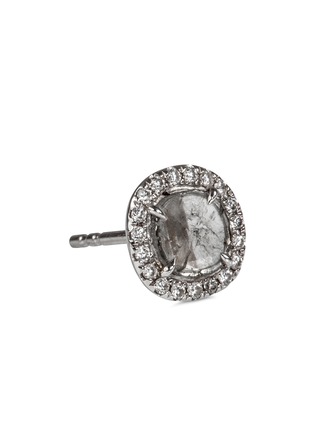 Detail View - Click To Enlarge - LORDE JEWLERY - Diamond slice 18k white gold mini stud earrings