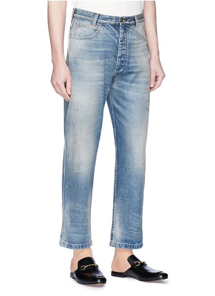 Front View - Click To Enlarge - GUCCI - Cropped stonewash jeans