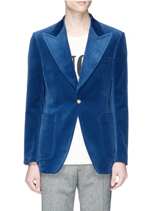 Main View - Click To Enlarge - GUCCI - Peaked lapel velvet blazer