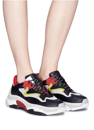 Figure View - Click To Enlarge - ASH - 'Addict' colourblock mesh panel leather sneakers