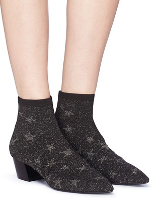 Figure View - Click To Enlarge - ASH - 'Cosmic' star intarsia knit sock ankle boots