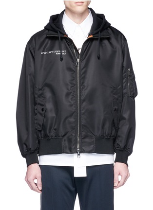 Main View - Click To Enlarge - VALENTINO GARAVANI - 'Always' appliqué detachable hood bomber jacket