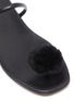 Detail View - Click To Enlarge - ALUMNAE - Rabbit fur pompom toe post leather sandals