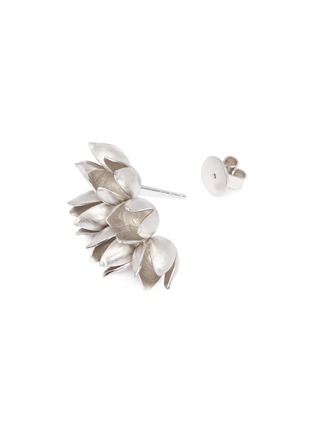 Detail View - Click To Enlarge - BELINDA CHANG - 'Flora' white gold silver earrings