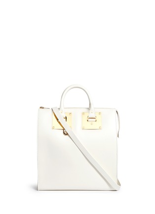Main View - Click To Enlarge - SOPHIE HULME - 'Holmes North South' canvas panel leather tote