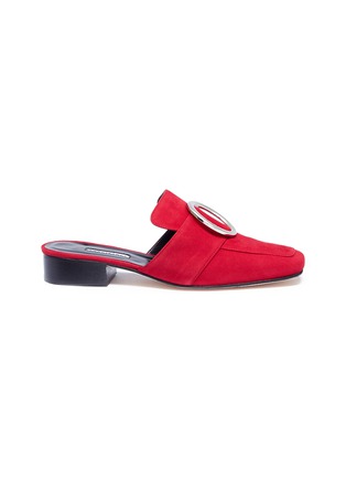 Main View - Click To Enlarge - DORATEYMUR - 'Petrol' oversized ring suede slide loafers