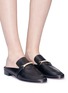 Figure View - Click To Enlarge - PEDDER RED - 'Rio' faux pearl bar leather slides