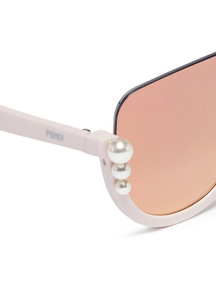 Detail View - Click To Enlarge - FENDI - 'Ribbon and Pearls Visor' mirror aviator sunglasses