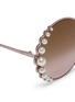Detail View - Click To Enlarge - FENDI - 'Ribbon and Pearls' embellished metal round sunglasses