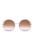 Main View - Click To Enlarge - FENDI - 'Ribbon and Pearls' embellished metal round sunglasses