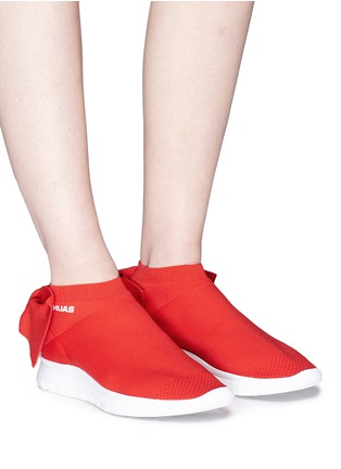 Figure View - Click To Enlarge - JOSHUA SANDERS - Bow knit sock sneakers